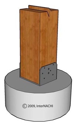 connection footing deck base 6x6 treated concrete inspection pier metal bracket building nachi images09 pressure proper footings construction pre internachi