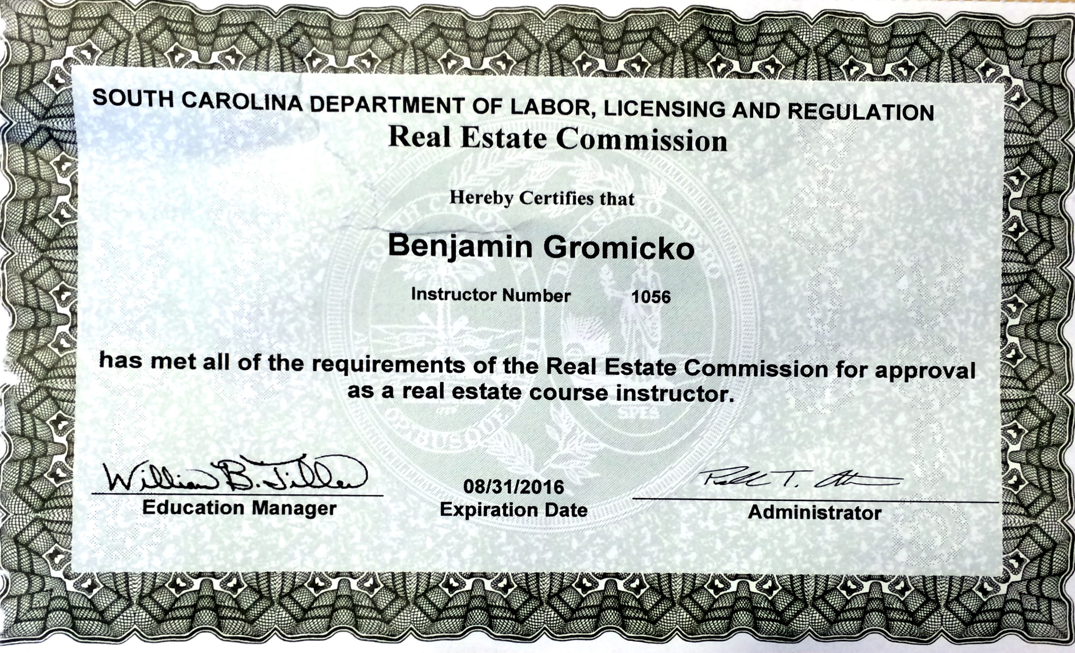 South Carolina Real Estate Commission Approves InterNACHI As A Course   Ben Gromicko InterNACHI Instructor South Carolina Licensed 